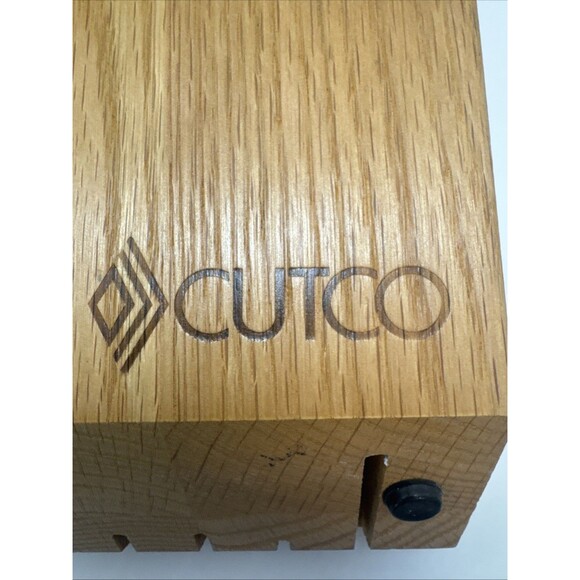 Cutco Space Saver Knife Block 5-Slot Wood Honey Oak Hang or Sit Metal Bar - Picture 2 of 6